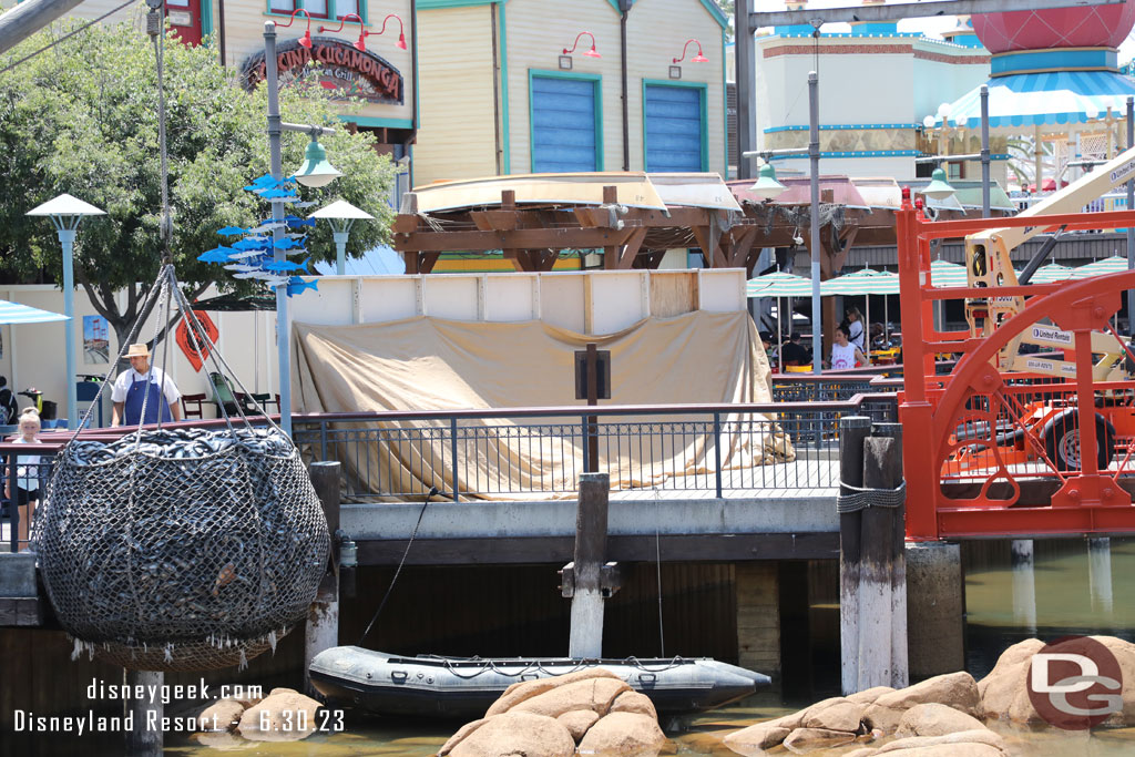 The walkway is blocked off on both sides due to the project