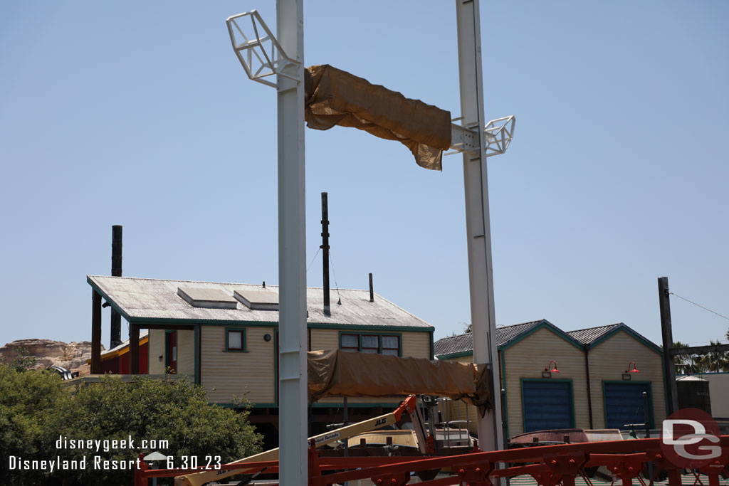 Conduit for lighting is being installed.