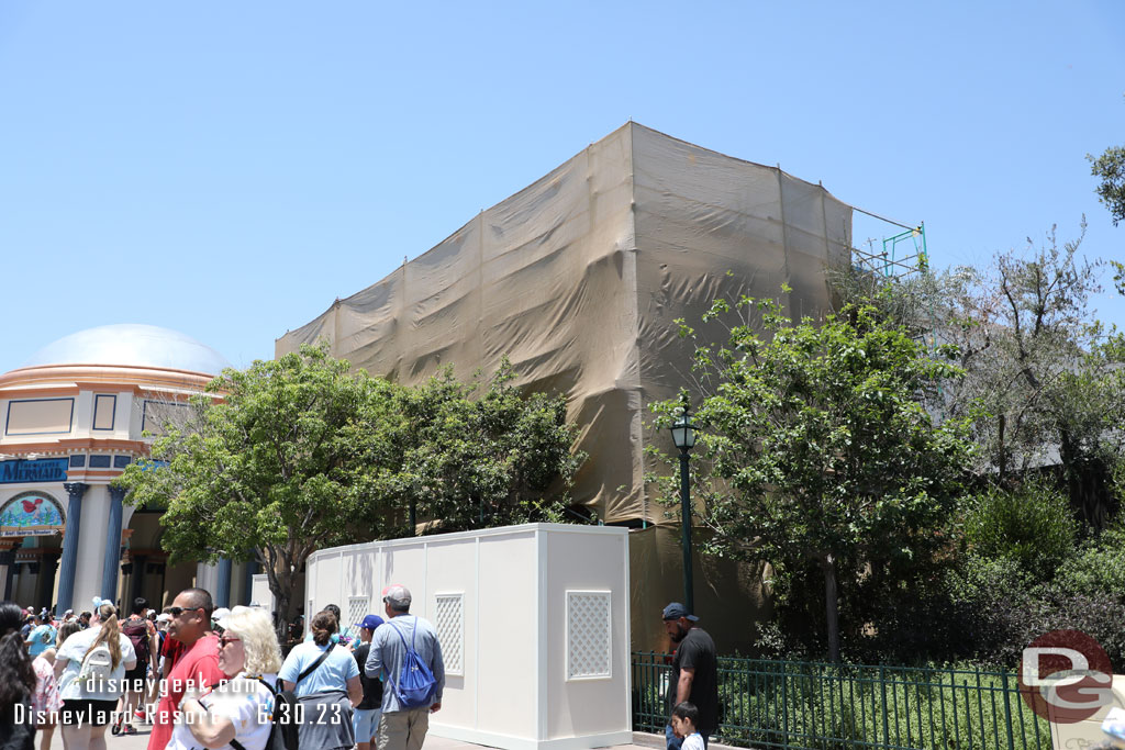 The Embarcadero Gifts and Bay Area are behind scaffolding for some renovation work.