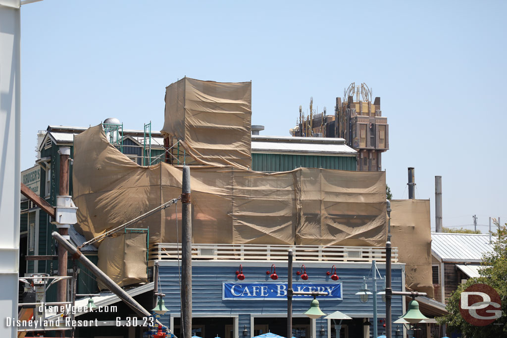 Scaffolding still up on this portion of the Bakery