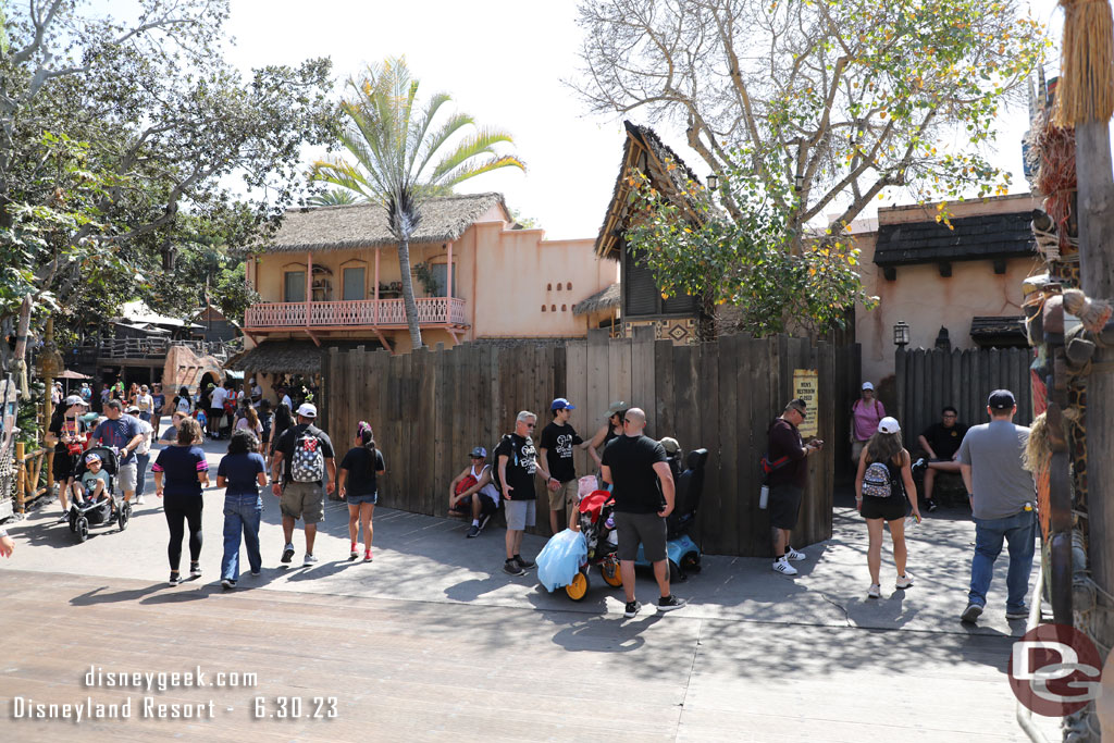 Work continues in Adventureland. The mens room is now closed due to the repairs.