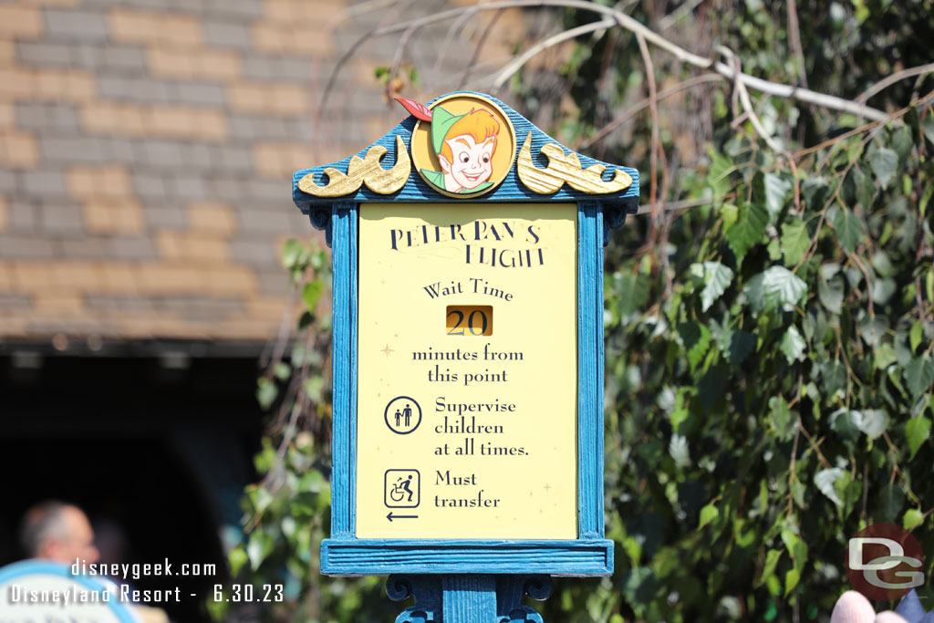 4:03pm - Only a 20 minute posted wait for Peter Pan