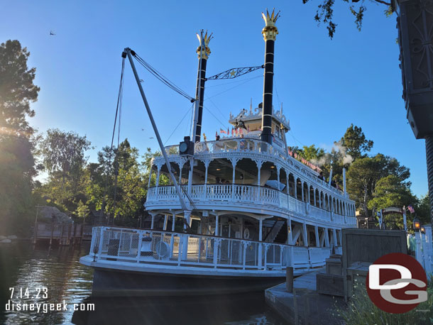 The Mark Twain was in port and allowing guests on the top deck. Unfortunately it was not departing for cruises. The cast members said the boat would hopefully resume cruising tomorrow.