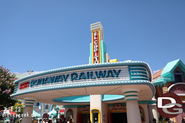 Runaway Railway was posted at 30 minutes but seemed shorter. I opted to keep walking though.