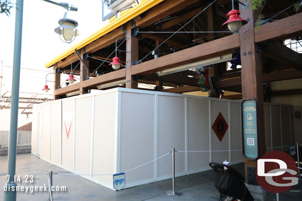 No visible progress on the future gift shop area.