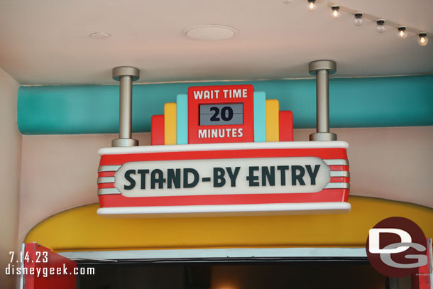 5:36pm - The theater sign agreed.. so entered the queue