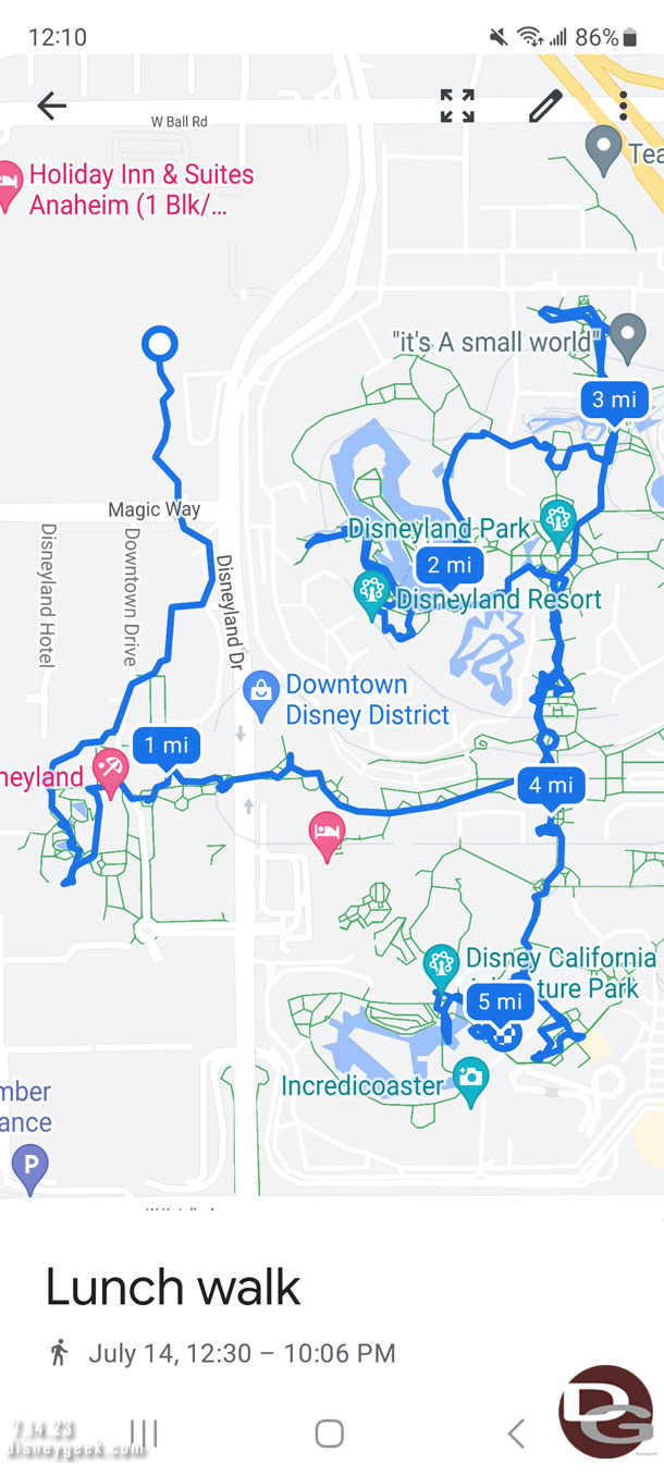 My route from from Friday. Interesting it somehow lost track of me in Galaxy's Edge.