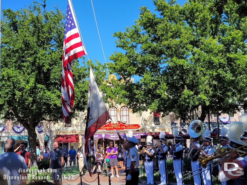 Back to Disneyland for the nightly Flag Retreat in Town Square