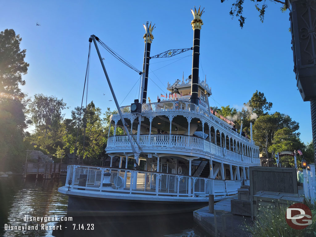 The Mark Twain was in port and allowing guests on the top deck. Unfortunately it was not departing for cruises. The cast members said the boat would hopefully resume cruising tomorrow.