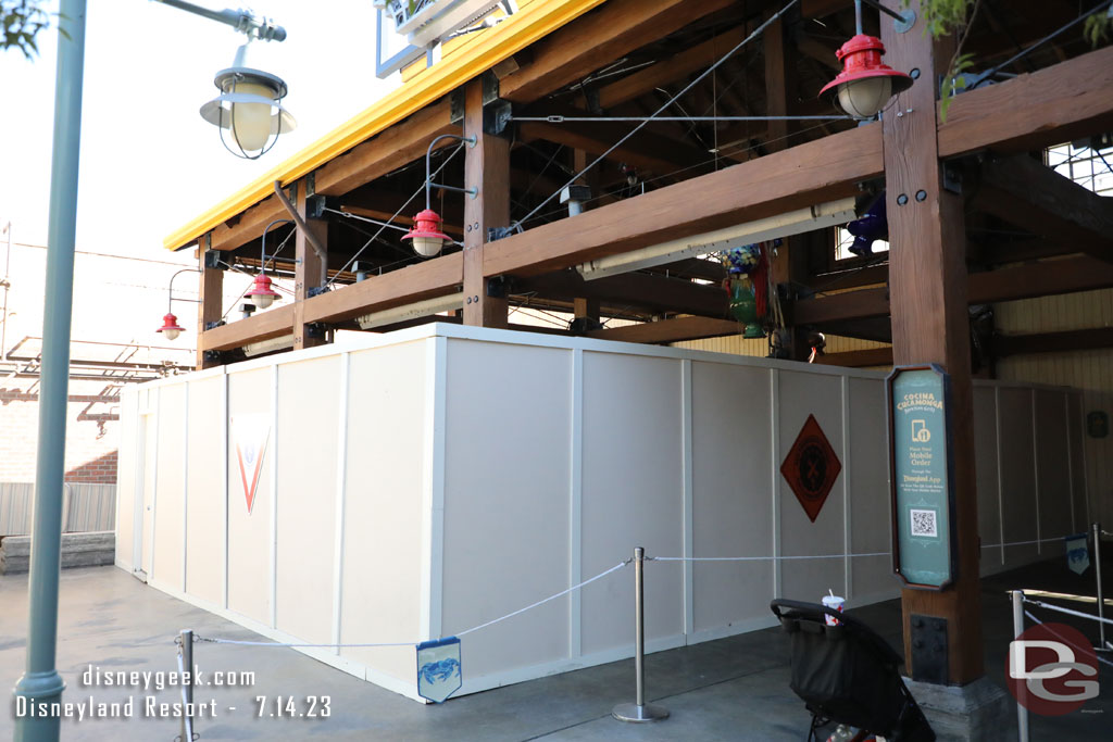 No visible progress on the future gift shop area.