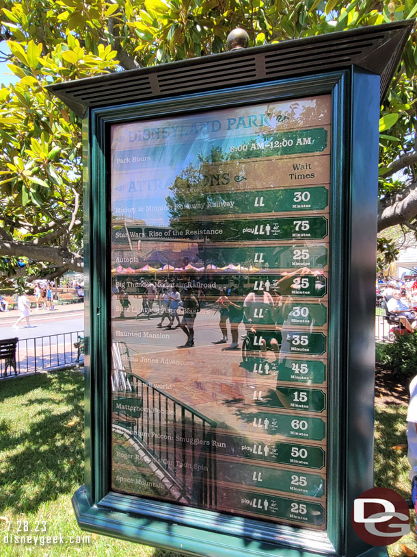 1:50pm - Disneyland Wait Times