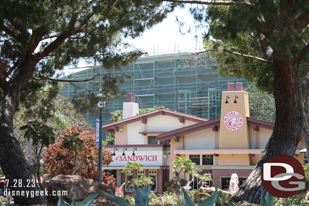12:47pm - Scaffolding up as they renovate the exterior of the Soarin' building.