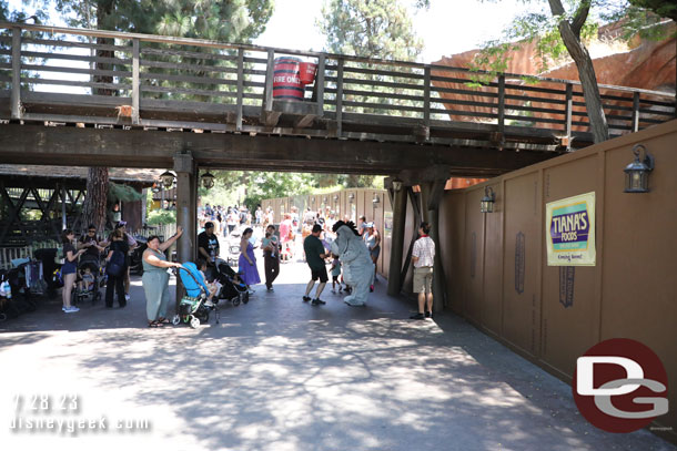 Eeyore found a spot in the shade to meet guests.