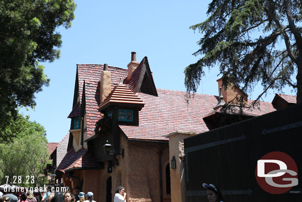 Approaching Fantasyland. The Red Rose Taverne exterior renovation looks to have wrapped up.