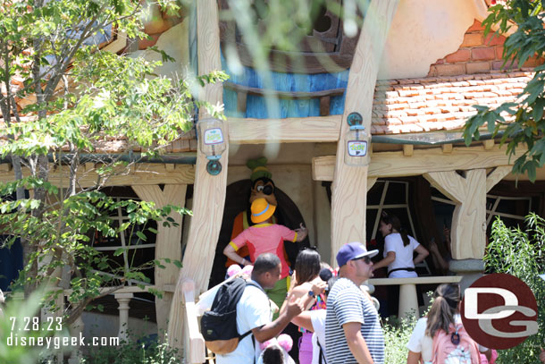 Goofy greeting guests on his porch