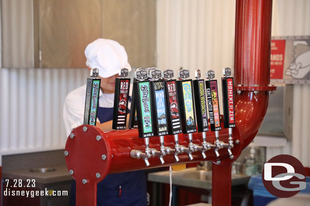 The beers on tap