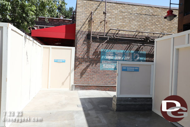 The walls have been moved around for the backstage walkway and new signs added.