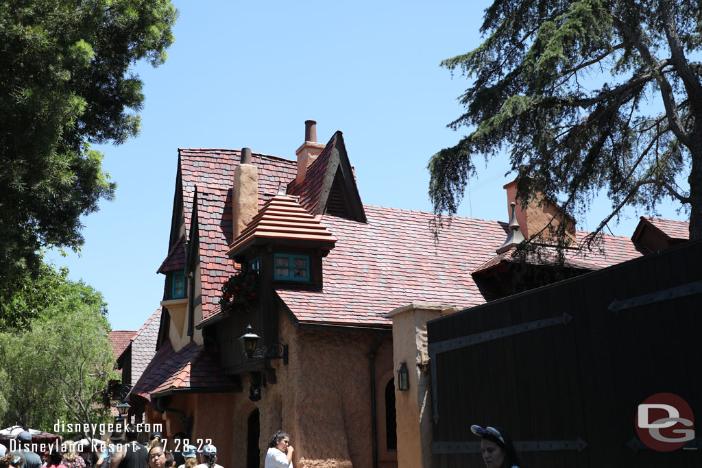 Approaching Fantasyland. The Red Rose Taverne exterior renovation looks to have wrapped up.