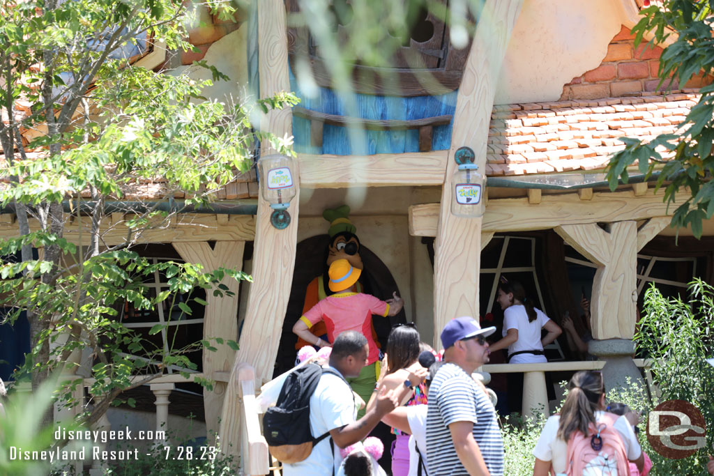 Goofy greeting guests on his porch