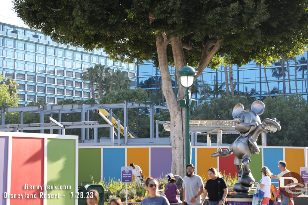 The Mickey Statue has been moved due to pavement work by ESPN