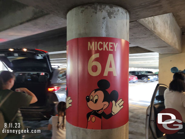 12:21pm - Parked in the Mickey and Friends parking structure