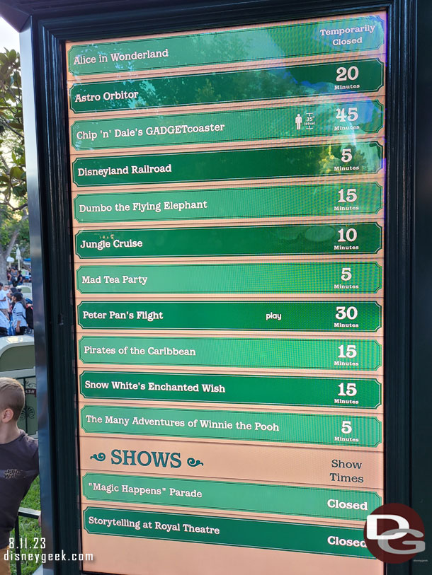 7:16pm - Disneyland wait times