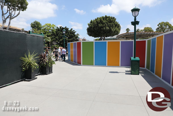 The concrete replacement continues so there is still this corridor to reach Downtown Disney from the security checkpoint.