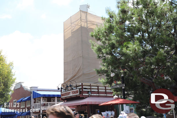 Scaffolding is up around the silo still.