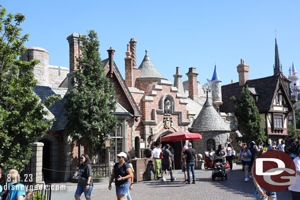 Scaffolding is removed from Toad Hall as the renovation project in this area of Fantasyland looks to be completed.