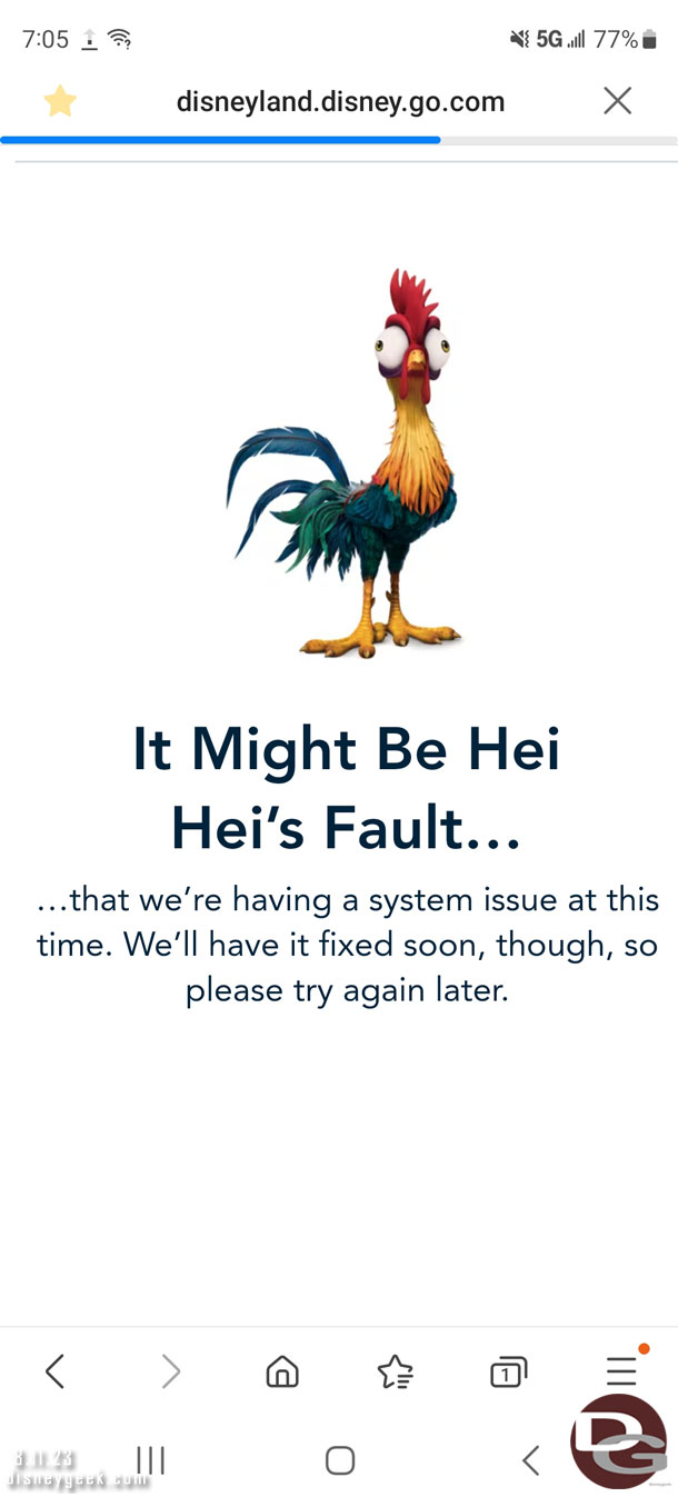 Went to check show times and received this error.. is Hei Hei taking over for Stitch on all the error pages?