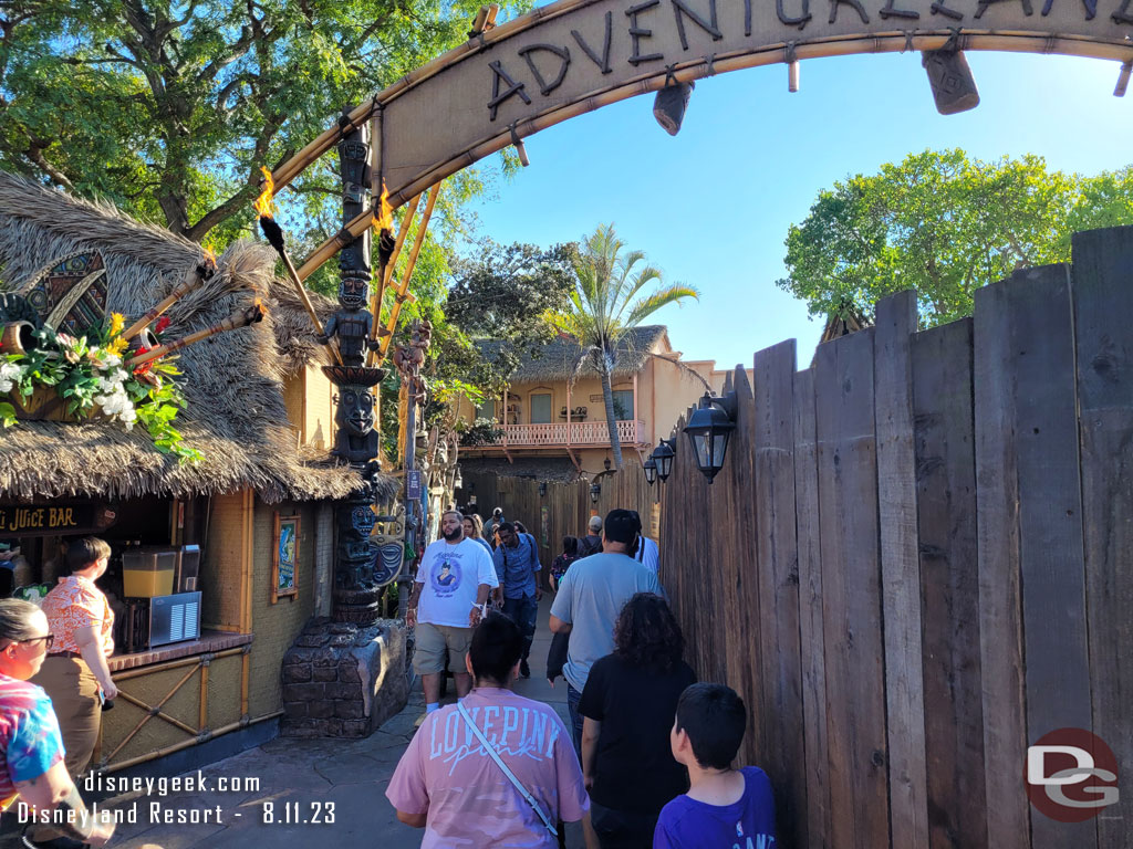 Looking back at the walkway to Adventureland