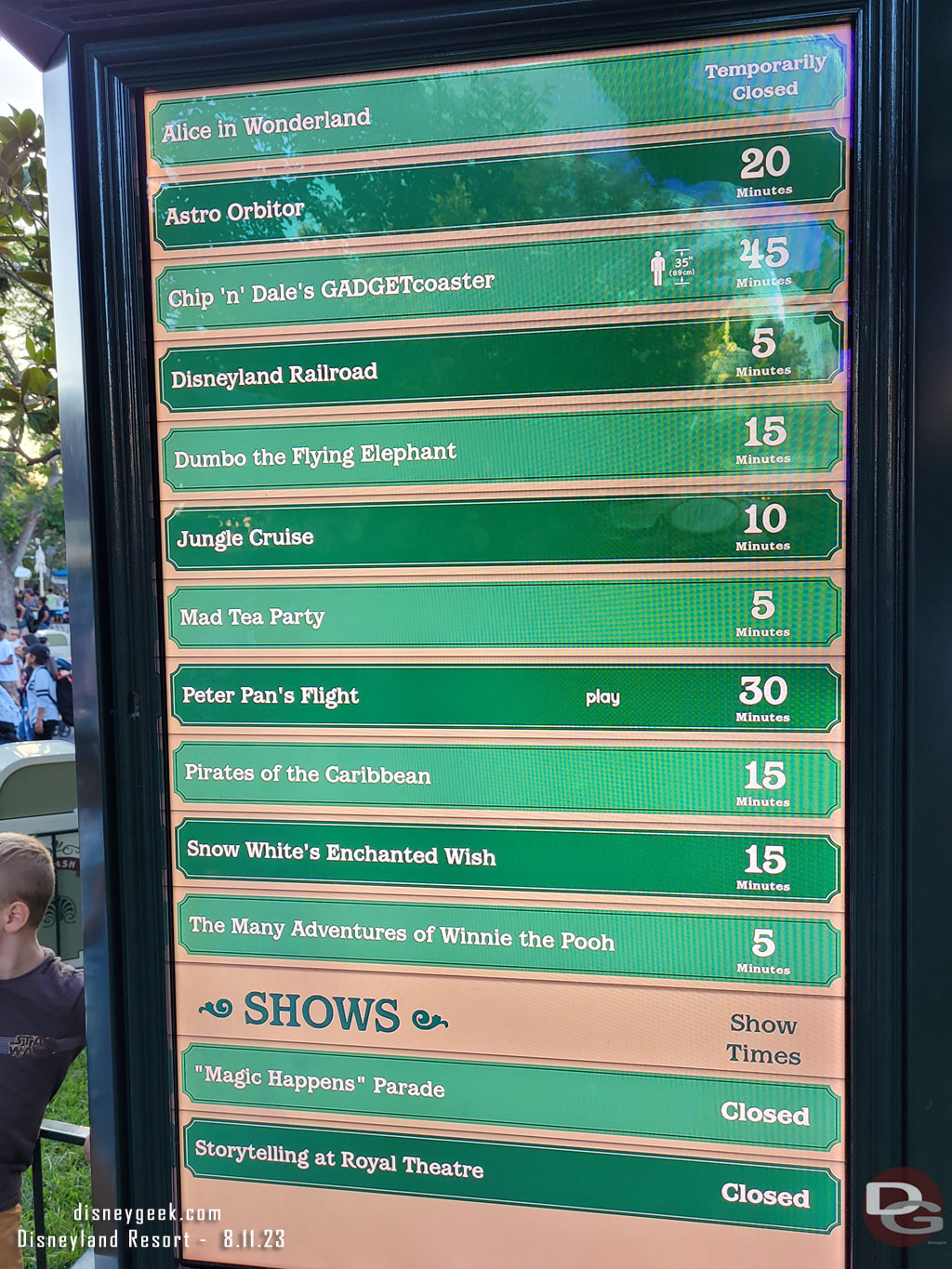 7:16pm - Disneyland wait times