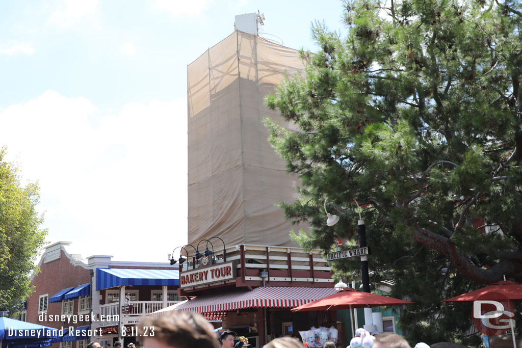 Scaffolding is up around the silo still.