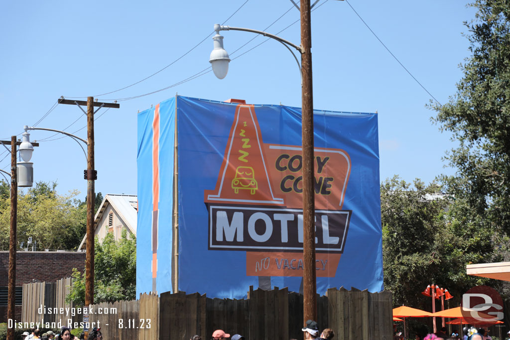 In Cars Land the Cozy Cone sign is being renovated