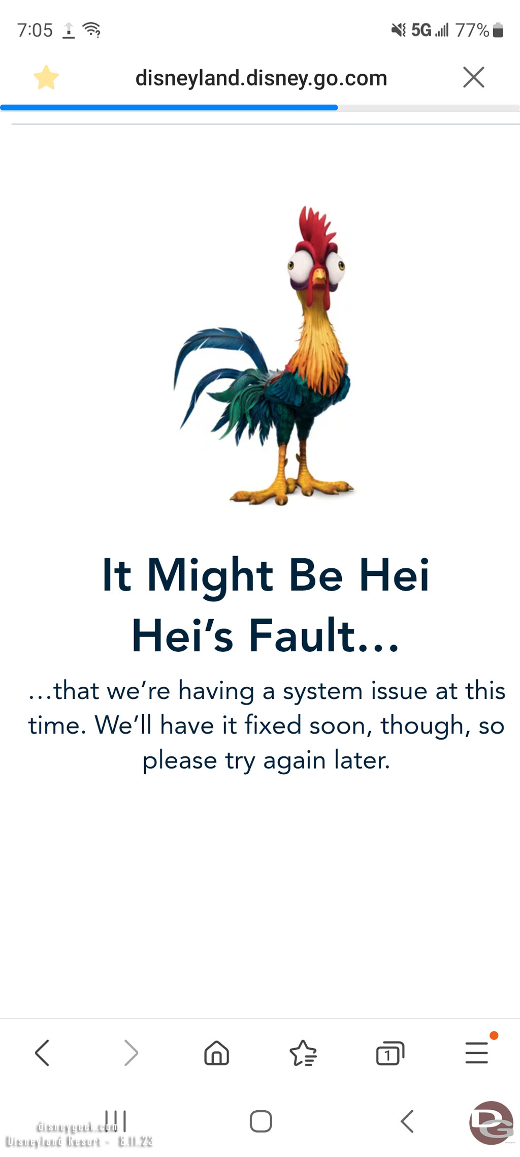 Went to check show times and received this error.. is Hei Hei taking over for Stitch on all the error pages?