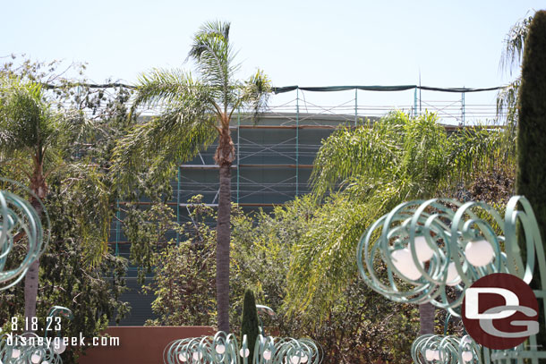 Renovation work on the exterior of Soarin' continues