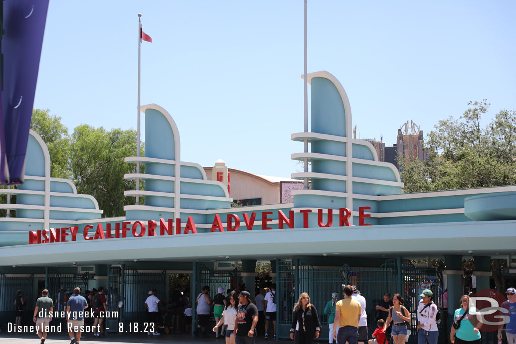 12:45 - Arrived at the park entrance, the Disney100 decorations are gone as the parks prepare for Halloween which kicks off September 1st