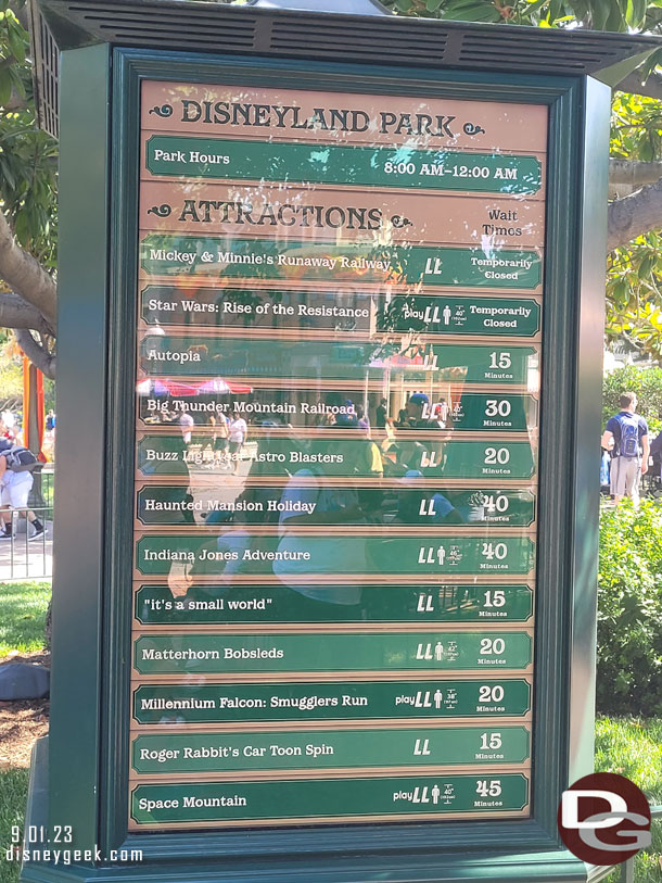 10:53am - Disneyland Wait Times