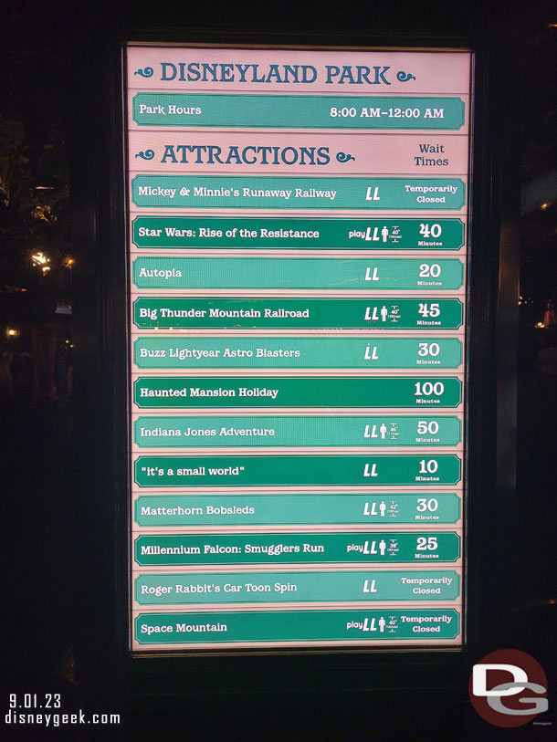 8:28pm - Disneyland Wait times
