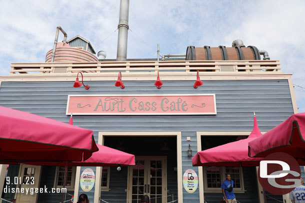 The signs for Aunt Cass Cafe