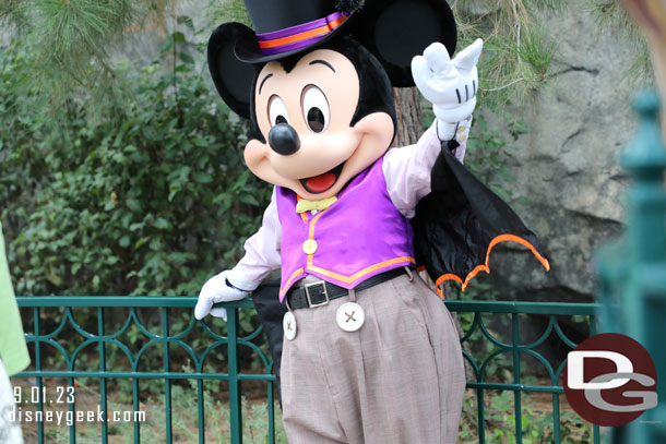 Mickey Mouse on Buena Vista Street in his Halloween costume