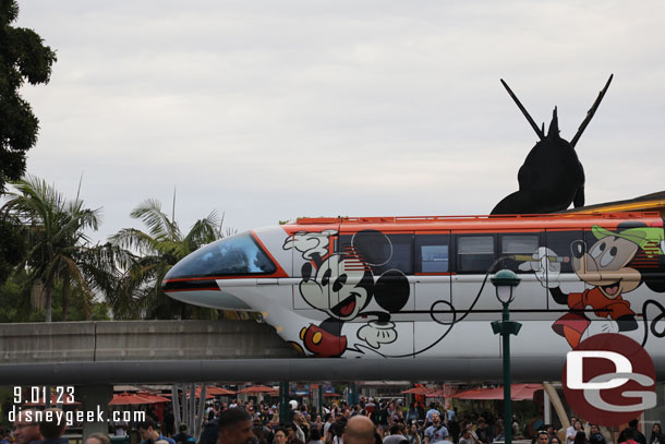 Monorail Orange passing by on a test run