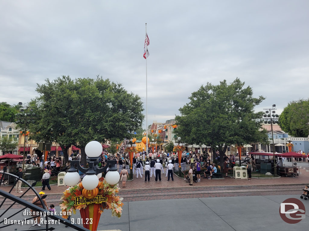 Time for the nightly Flag Retreat in Town Square