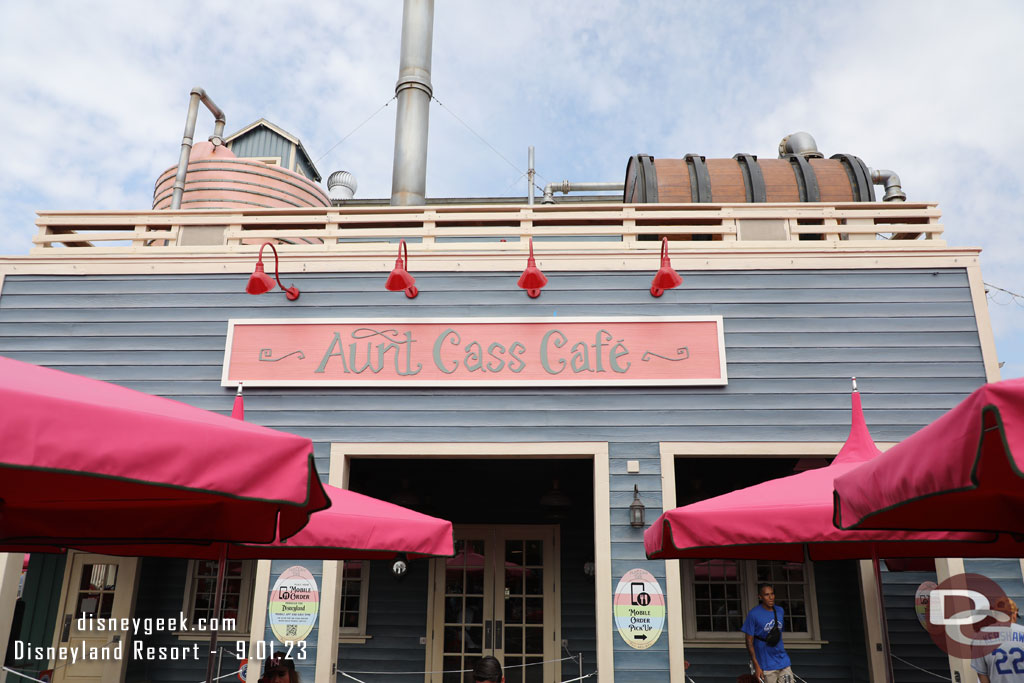 The signs for Aunt Cass Cafe