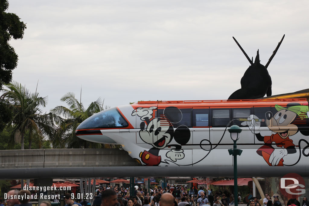 Monorail Orange passing by on a test run