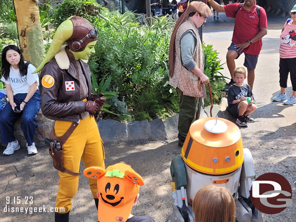 General Hera Syndulla and Chopper were out near Black Spire Outpost in Star Wars: Galaxy’s Edge at Disneyland