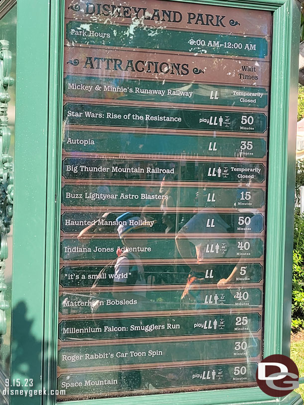 4:43pm - Disneyland Wait Times