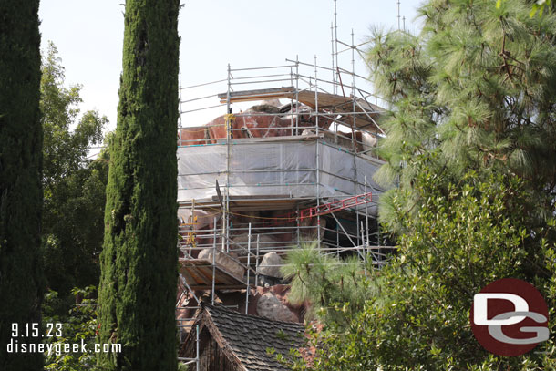 Passing by the construction on ground level.