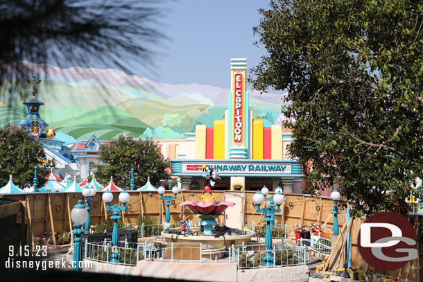 The fountain is being worked on too it appears.