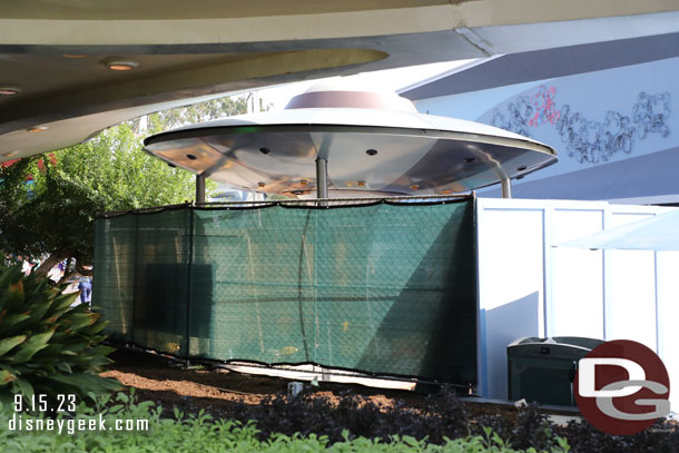 Back in Tomorrowland work continues on the DVC kiosk area